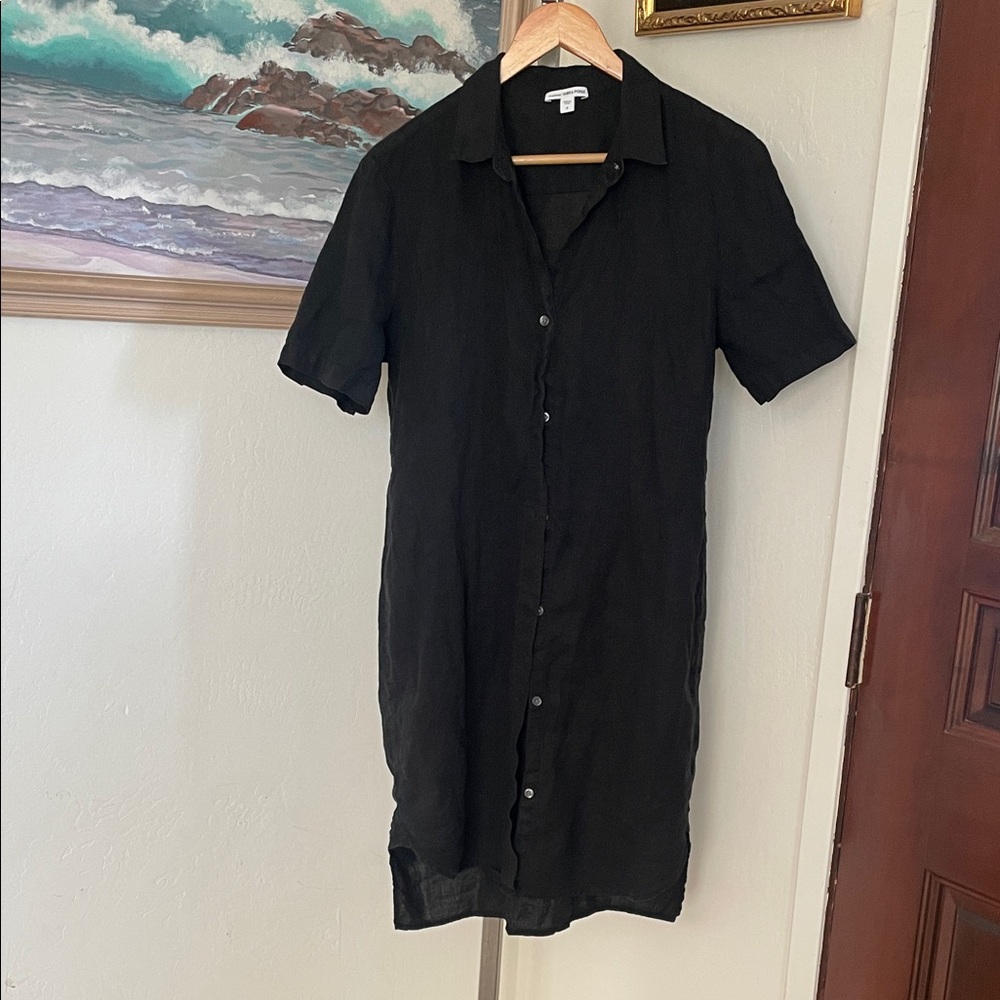 James Perse Charcoal Linen Shirt Dress
